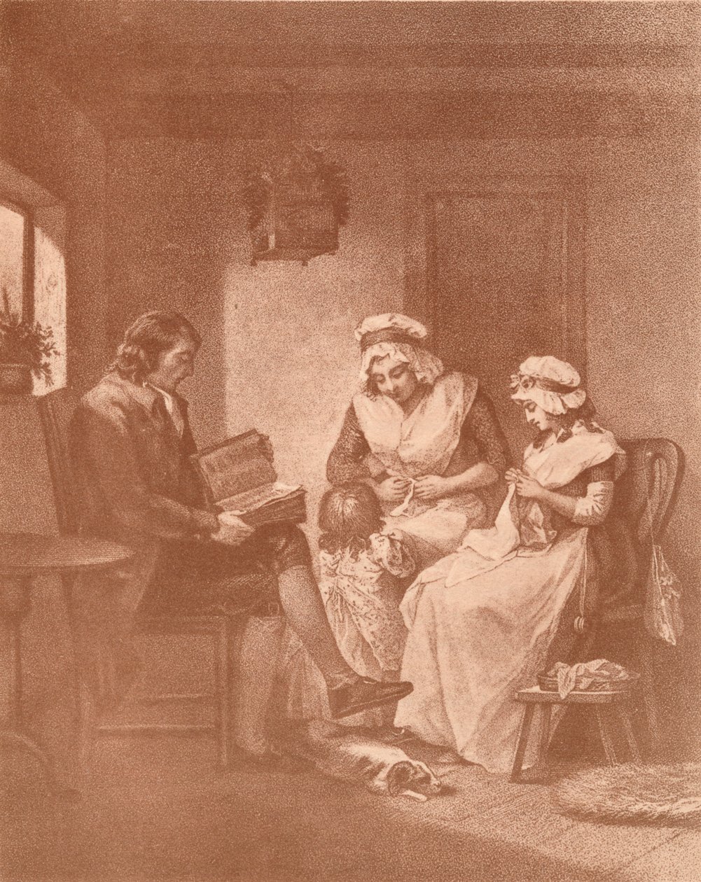 Hemlig lycka, Laetitia med sina föräldrar, 1789 av John Raphael Smith