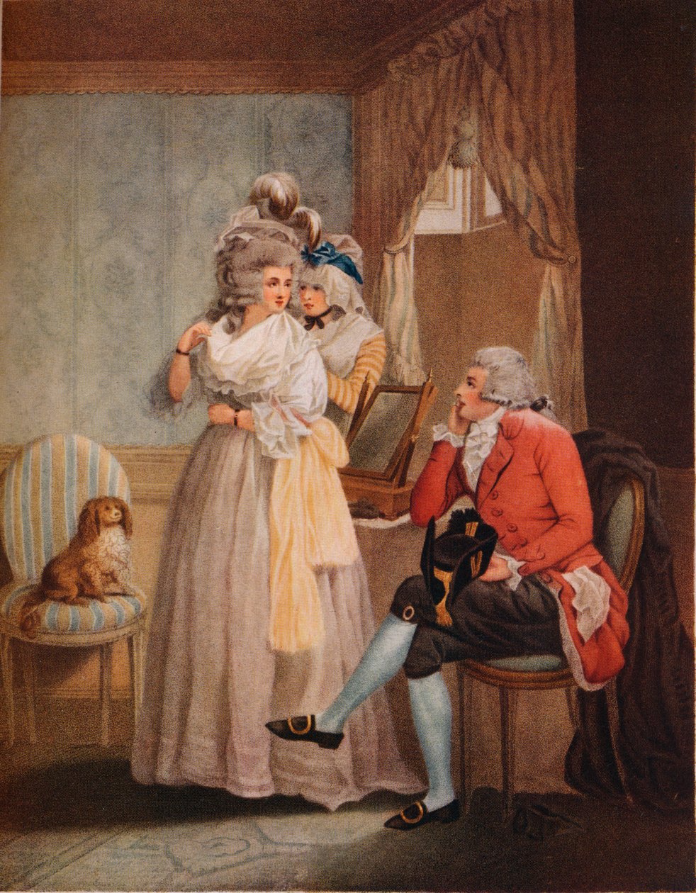 Påklädning inför maskeraden. Laetitia flyger från reflektion till offentlig underhållning, 1789 av John Raphael Smith