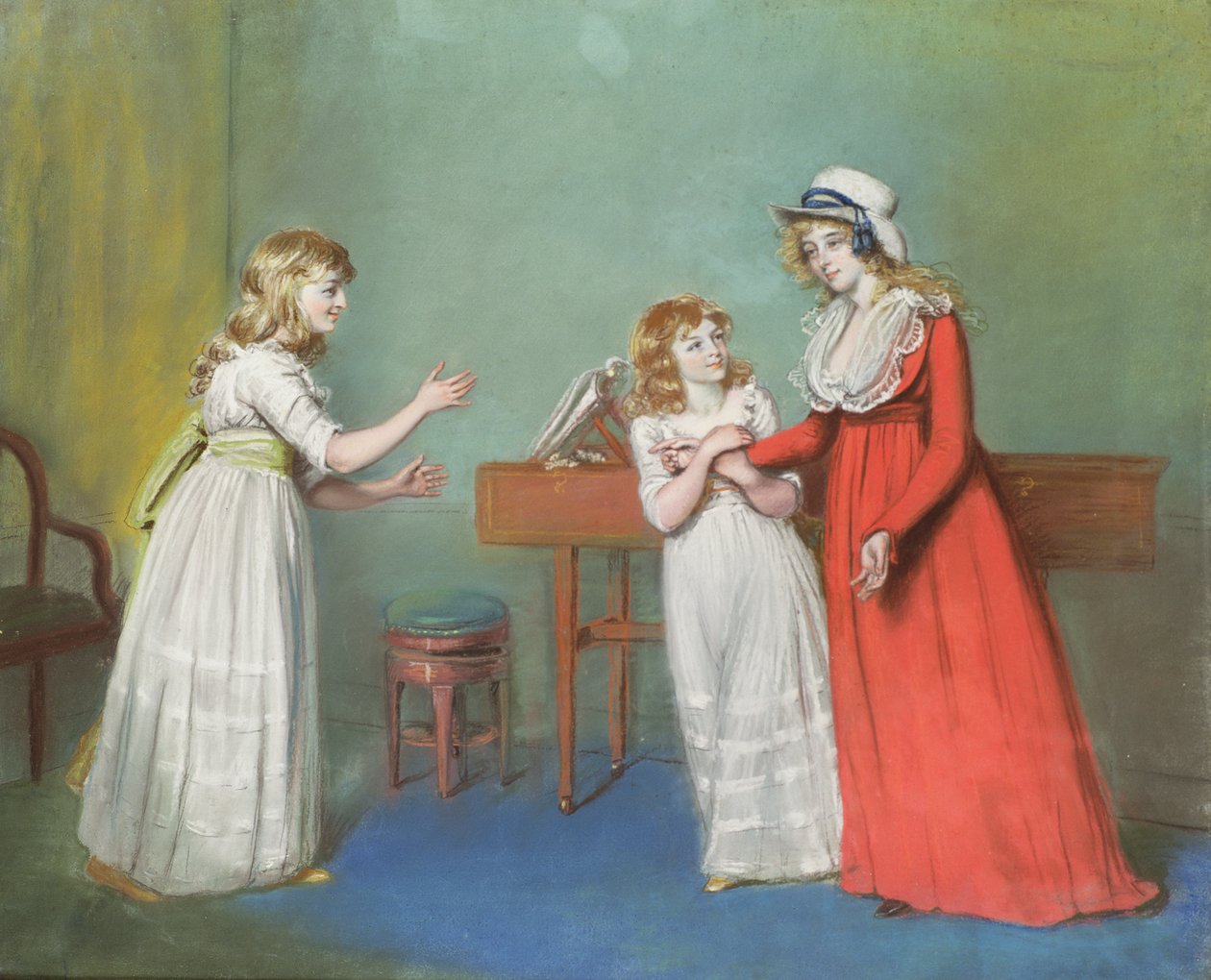 Mrs Henderson, Mrs Kendall och Mrs Thompson, döttrar till Thomas Rowsby, Crome Hall, Malton, Yorkshire av John Raphael Smith