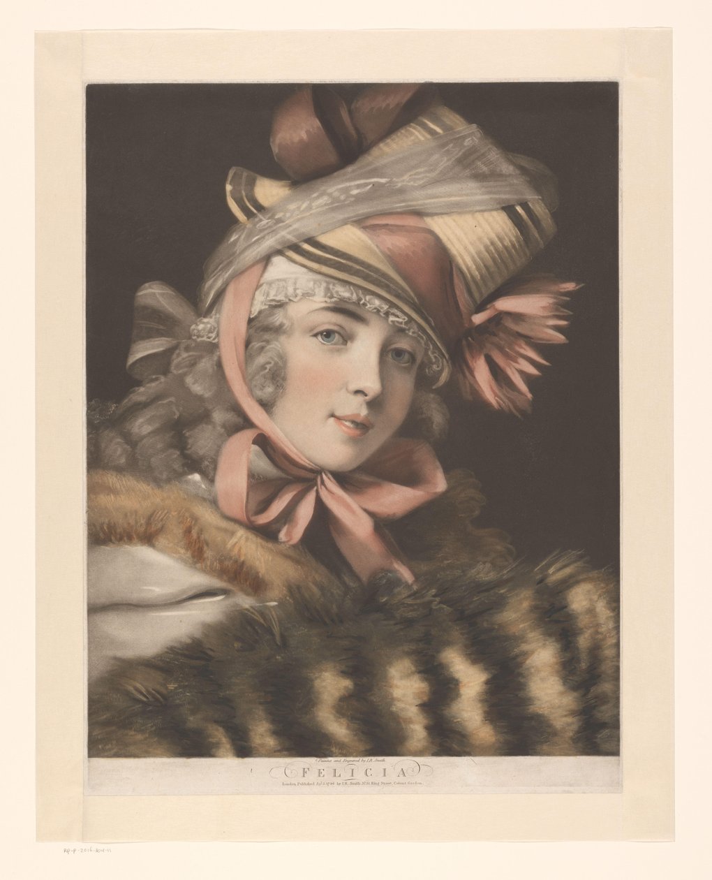 Porträtt av en skådespelerska, möjligen Louise-Rosalie Lefebvre Felicia (titel på objekt) Sex porträtt av skådespelerskor (serietitel) av John Raphael Smith