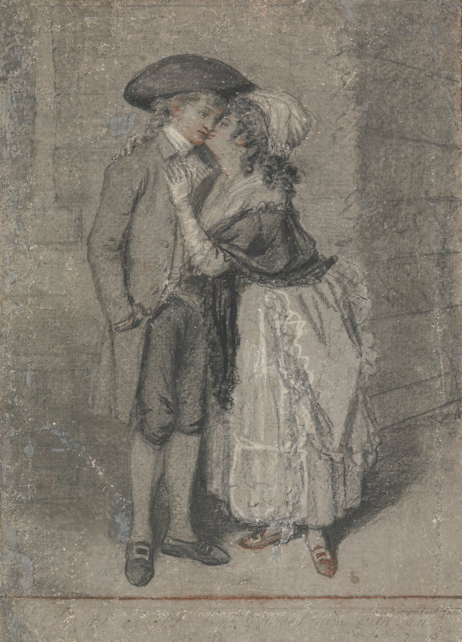 Så hon fångade honom och kysste honom (Ordspråk, kapitel VII, vers 13) av John Raphael Smith