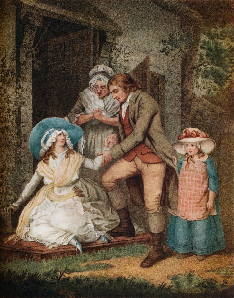The Fair Penitent. Laetitia i ångern finner lättnad och skydd från sina föräldrar, c1811 av John Raphael Smith