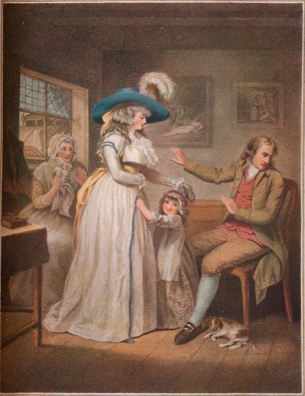 Den dygdiga föräldern. Laetitia strävar förgäves av föräldrar att försona sina föräldrar, 1789 av John Raphael Smith