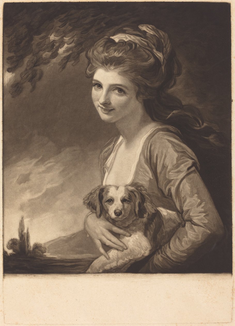 Lady Hamilton som naturen av John Raphael Smith after George Romney