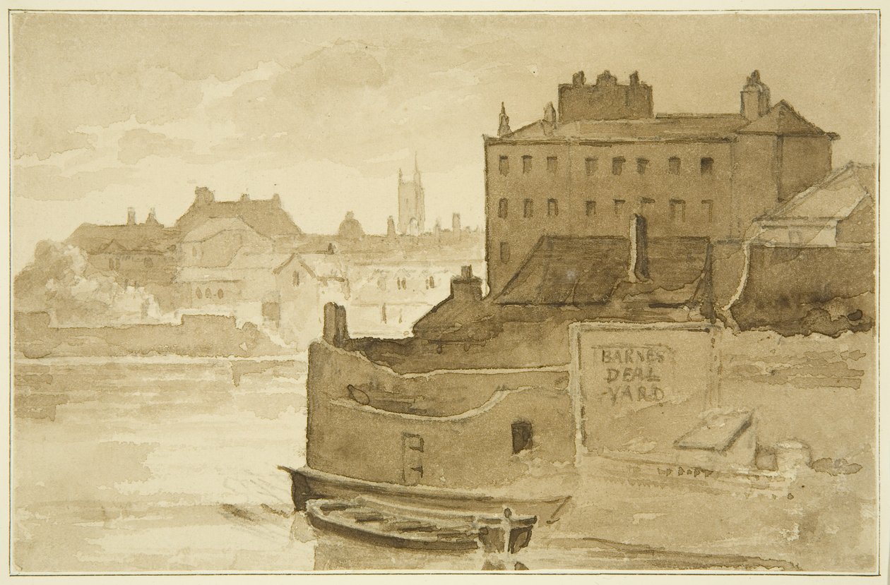 Flytande hamn, vid Counterslip (teckning, akvarell) av John Reverend Eden