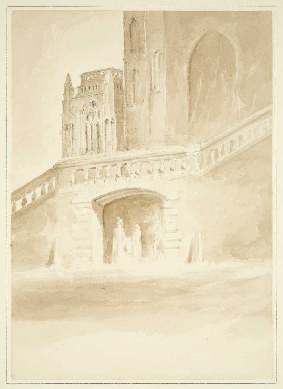 Redcliffe Conduit och en del av North Porch (ritning, akvarell) av John Reverend Eden
