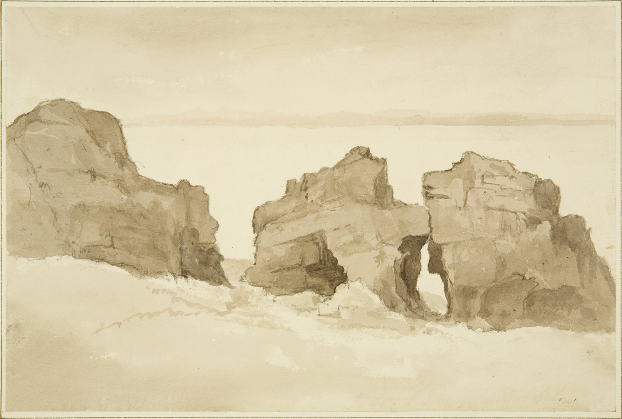 Stenar på norra sidan av Flat Holm [Castle Rock] av John Reverend Eden