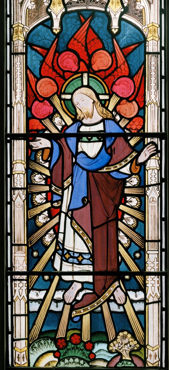 Christ and Seraphim, från The Wise and Foolish Virgins, 1862 (målat glas) av John Richard Clayton