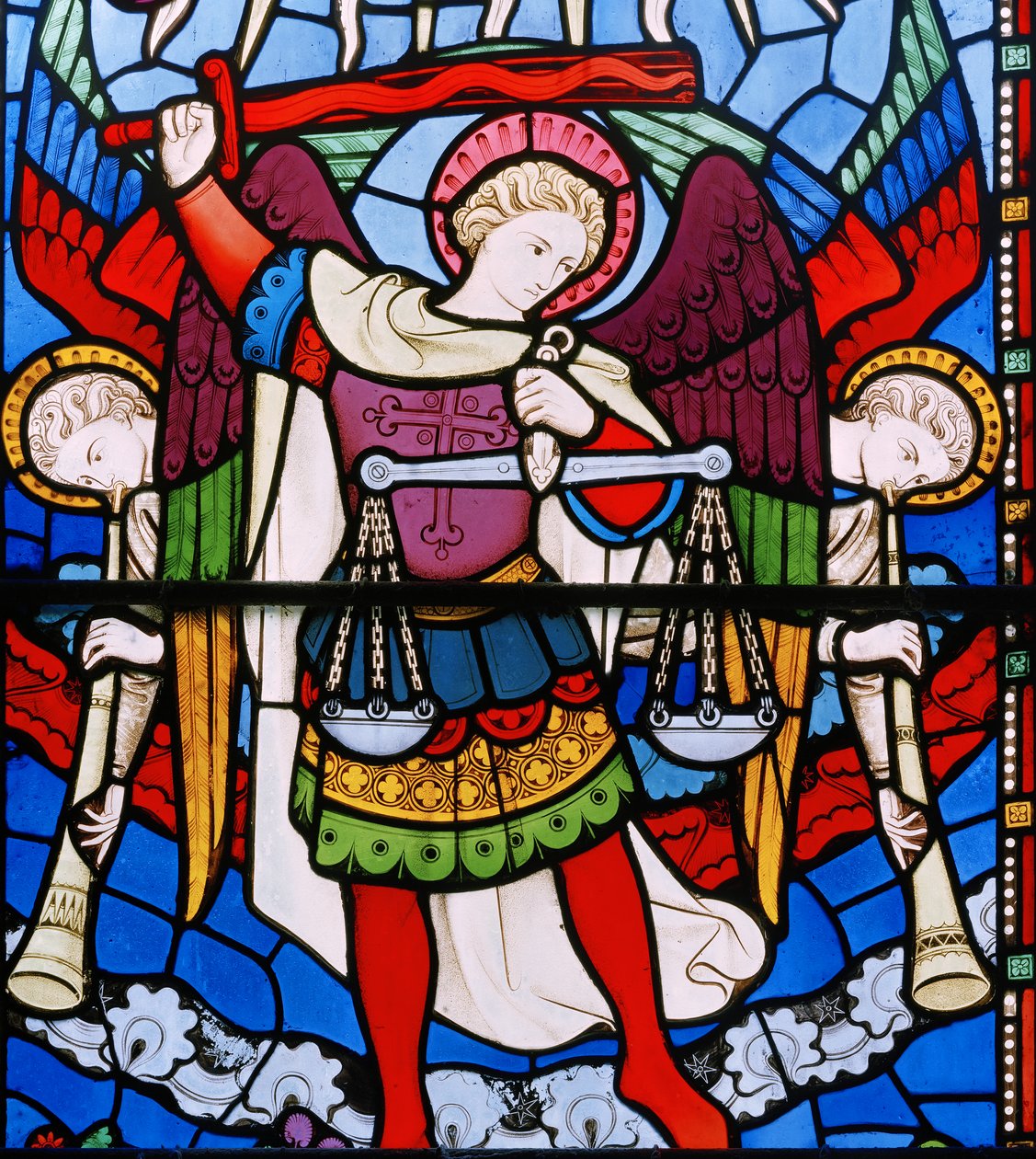 The Last Judgement, detalj, 1860 (målat glas) av John Richard Clayton