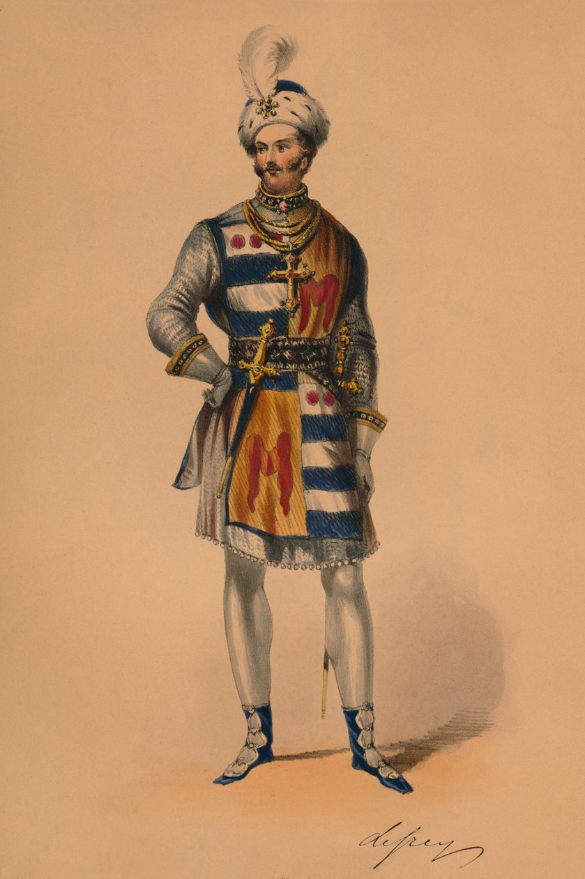 Gäst i kostym för Queen Victorias Bal Costumé, 12 maj 1842, 1843. av John Richard Coke Smyth