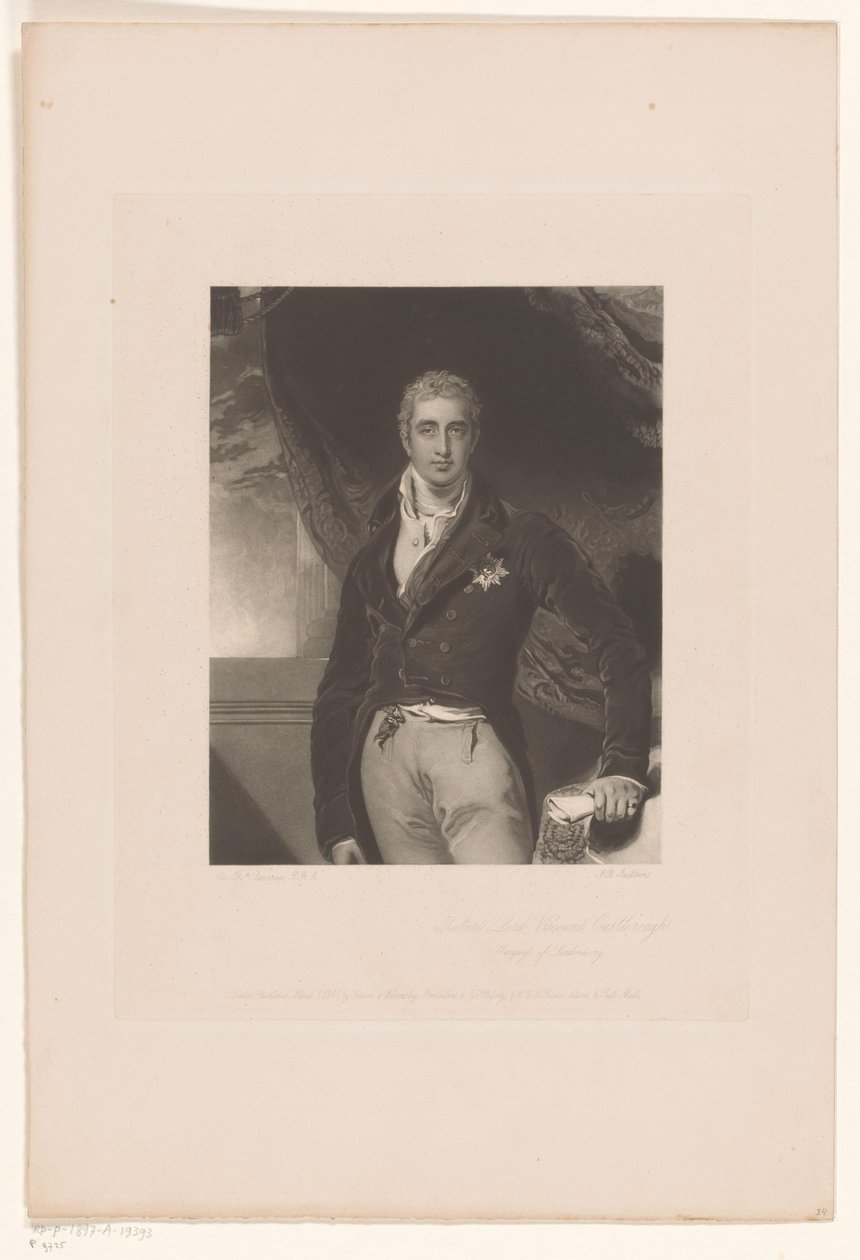 Porträtt av Robert Stewart Robert Lord Viscount Castlereagh / Marquess of Londonderry (titel på objekt) av John Richardson Jackson