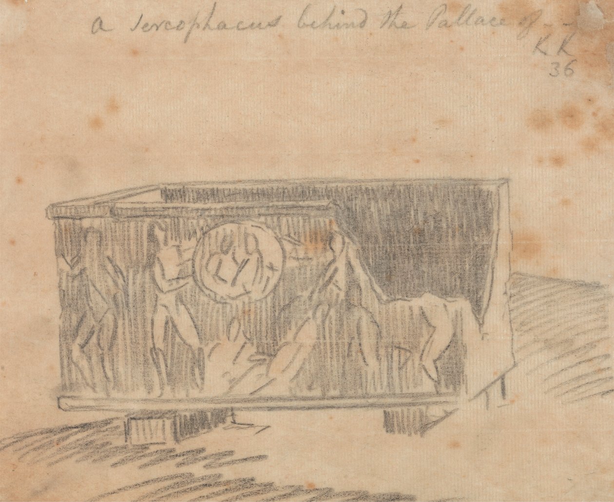 En sarkofag bakom palatset av John Robert Cozens