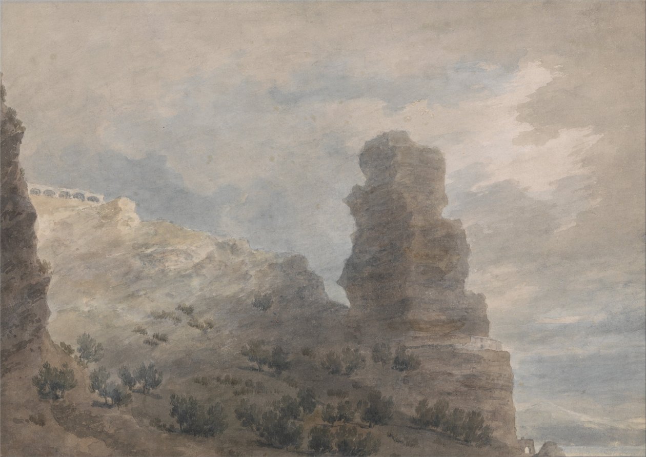 En vy från värdshuset i Terracina av John Robert Cozens