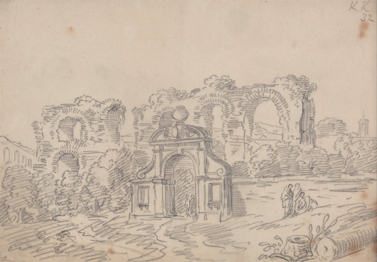 Barockbåge och romerska akveduktruiner av John Robert Cozens