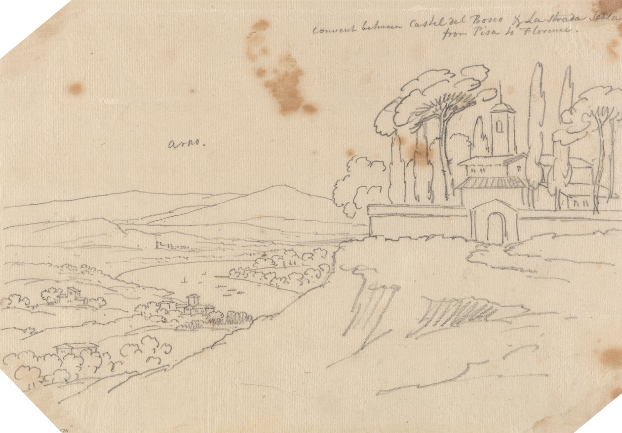 Kloster mellan Castel del Bosco och La Strada Scala av John Robert Cozens