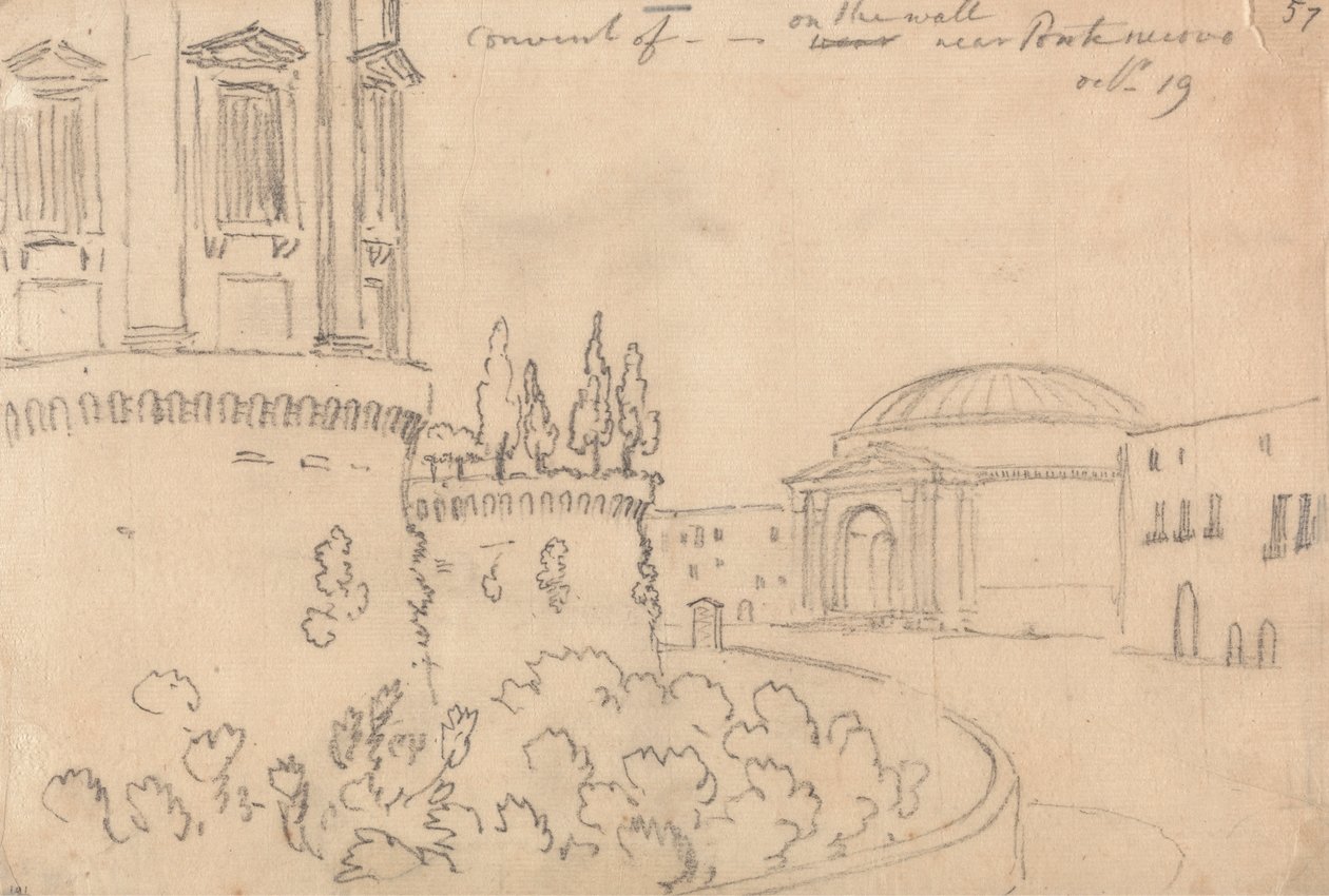 Kloster nära Ponte Nuovo, 19 oktober av John Robert Cozens