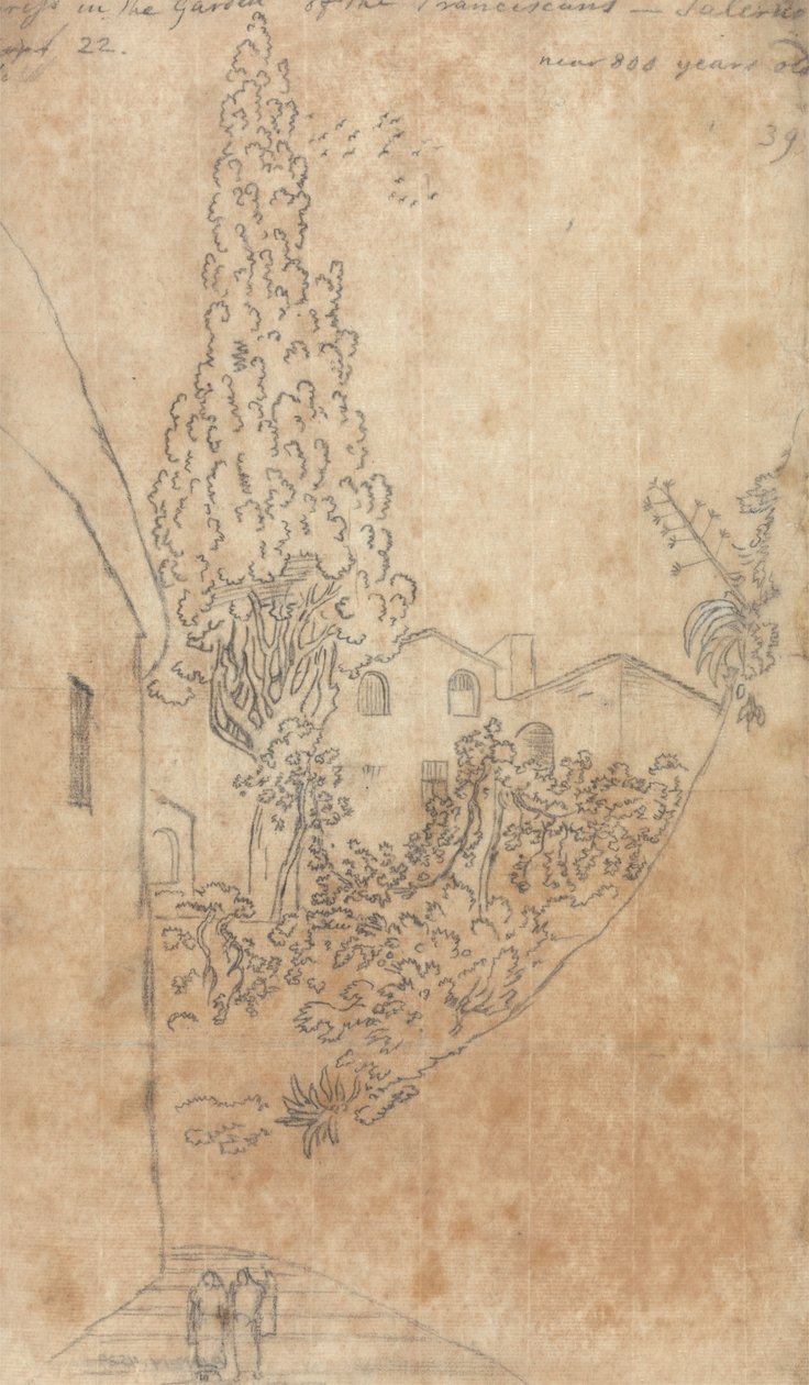Cypress i Franciskanernas trädgård i Salerno av John Robert Cozens