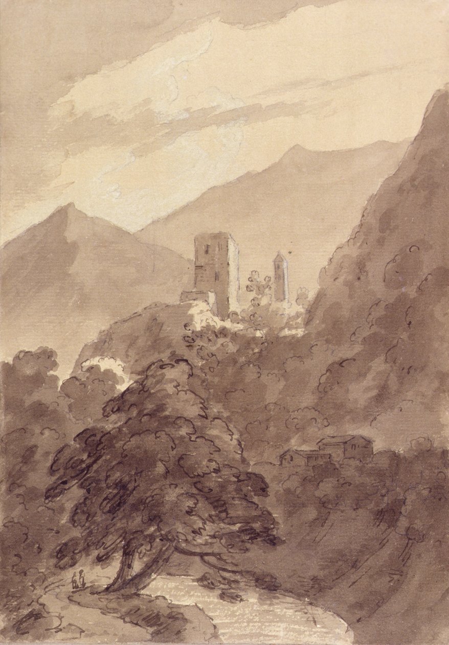 In the Grisons (penna och bläck, akvarell på papper) av John Robert Cozens