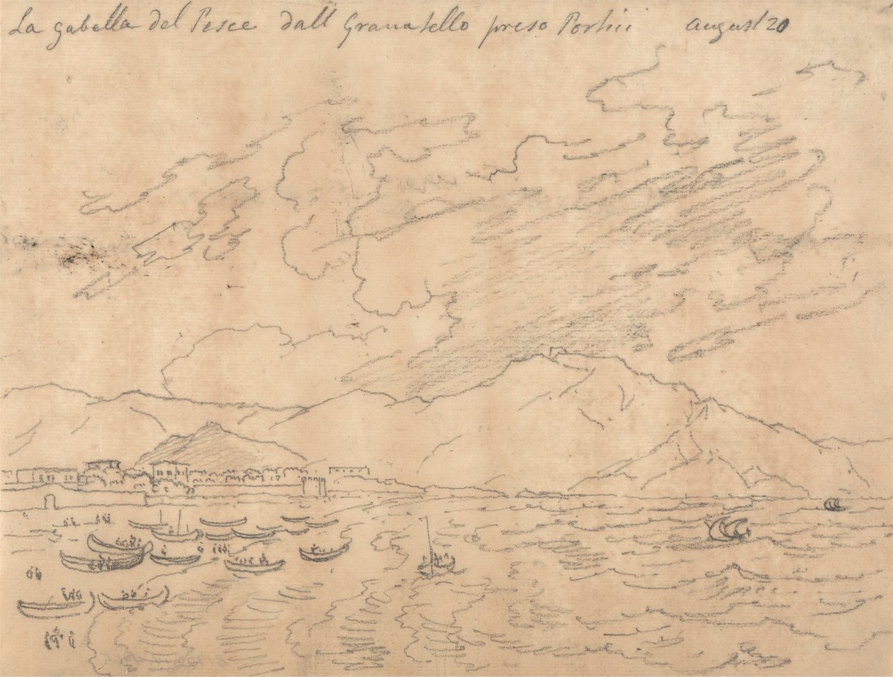 The Fish Gabelle från Granabello Preso Portici, 20 augusti av John Robert Cozens