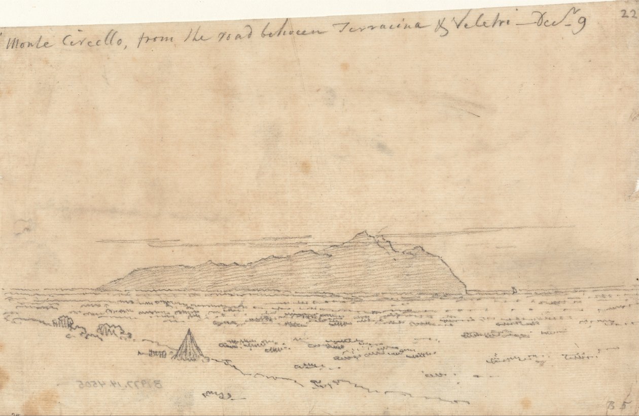 Monte Circeo från vägen mellan Terracina och Velletri av John Robert Cozens