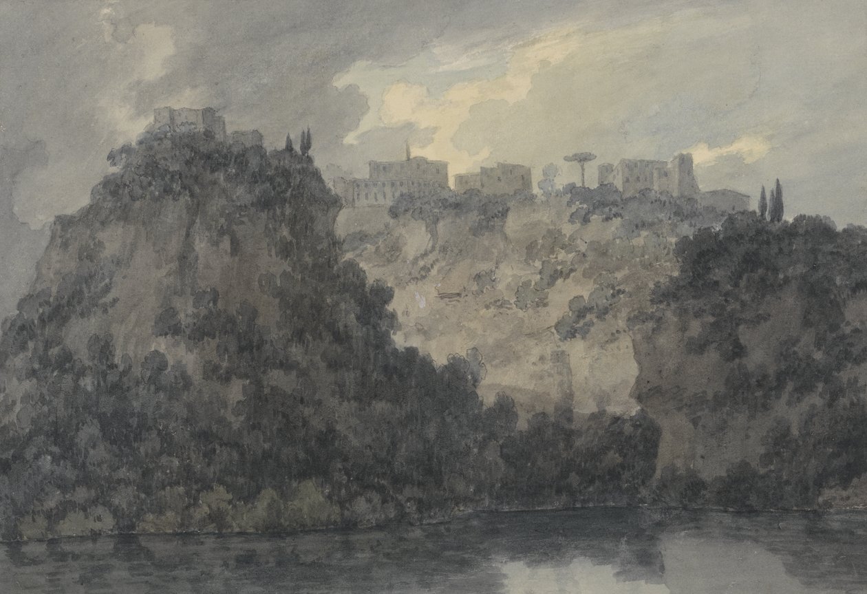 På sjön Nemi, ca 1780-83 (grafit & w/c på papper) av John Robert Cozens