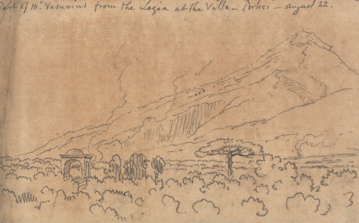 En del av Vesuvius från Loggian i Villa, Portici, 22 augusti av John Robert Cozens