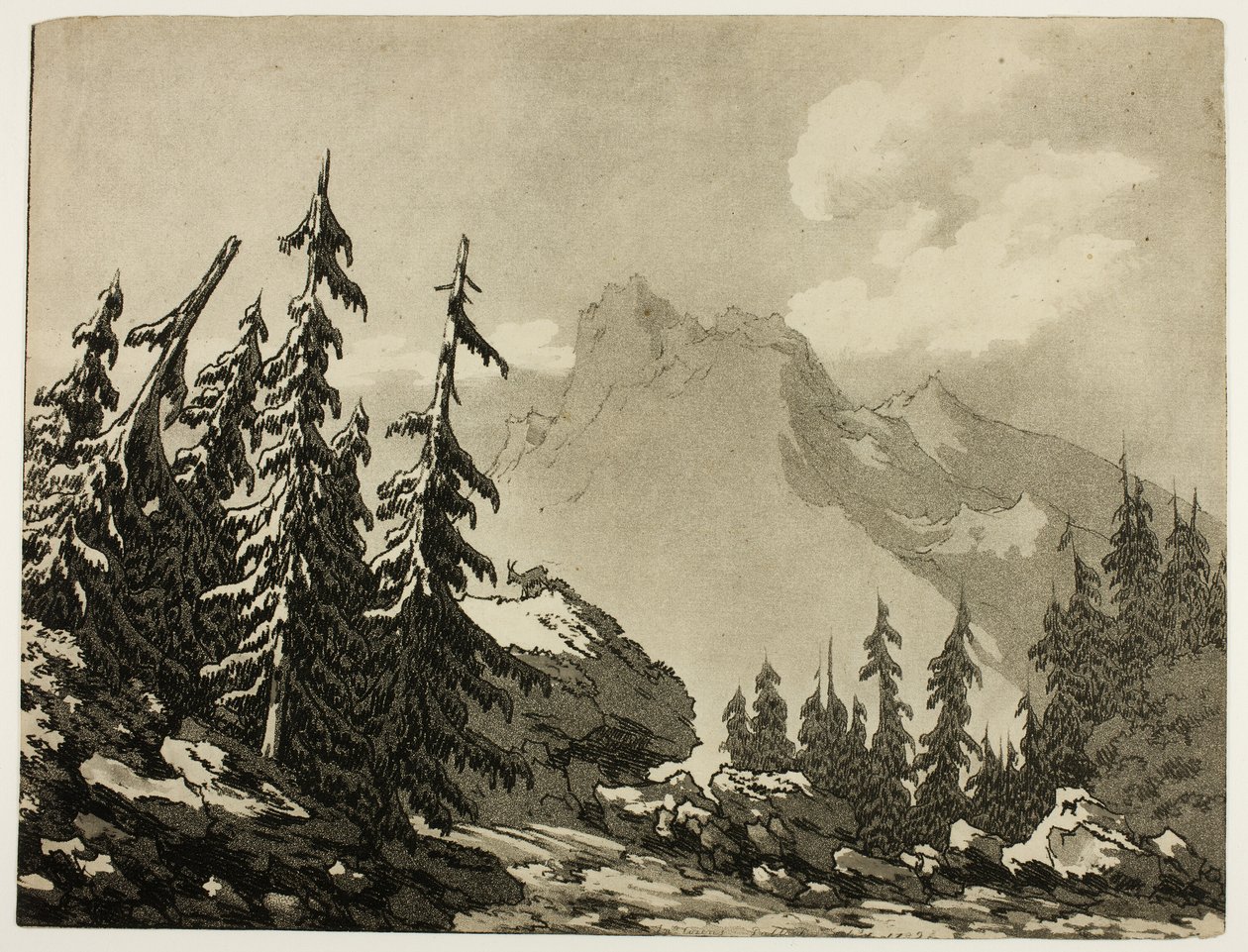 Pinjeträd i bergen av John Robert Cozens