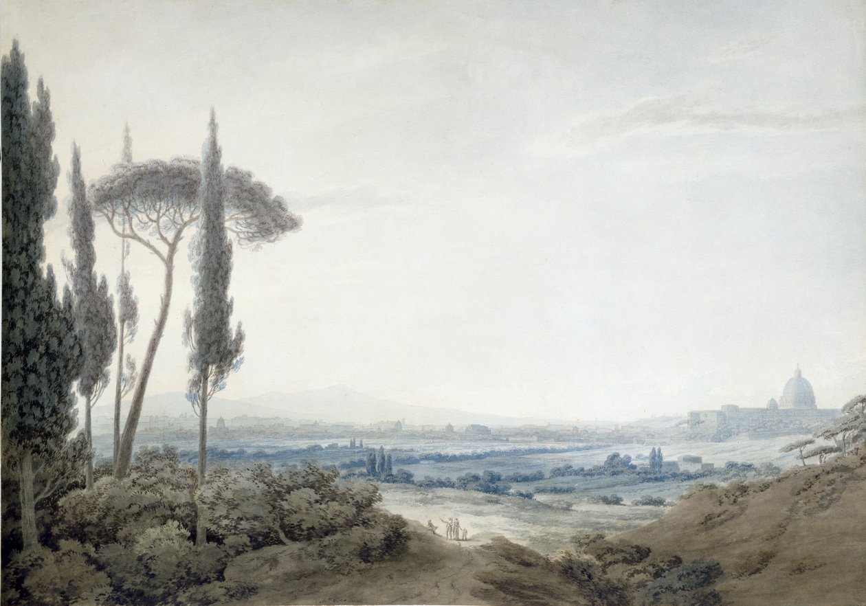 Rom från Villa Mellini (akvarell) av John Robert Cozens