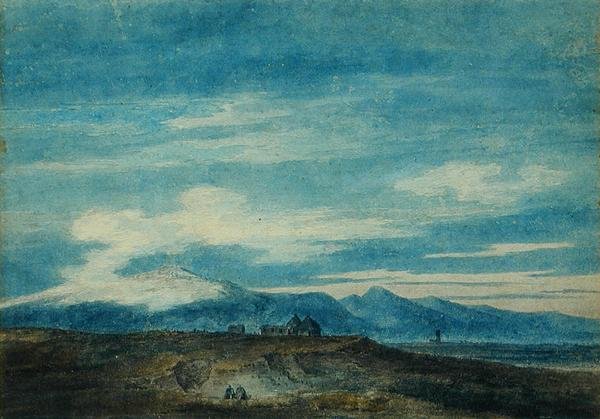 The Euganean Hill från Padua (akvarell på papper) av John Robert Cozens