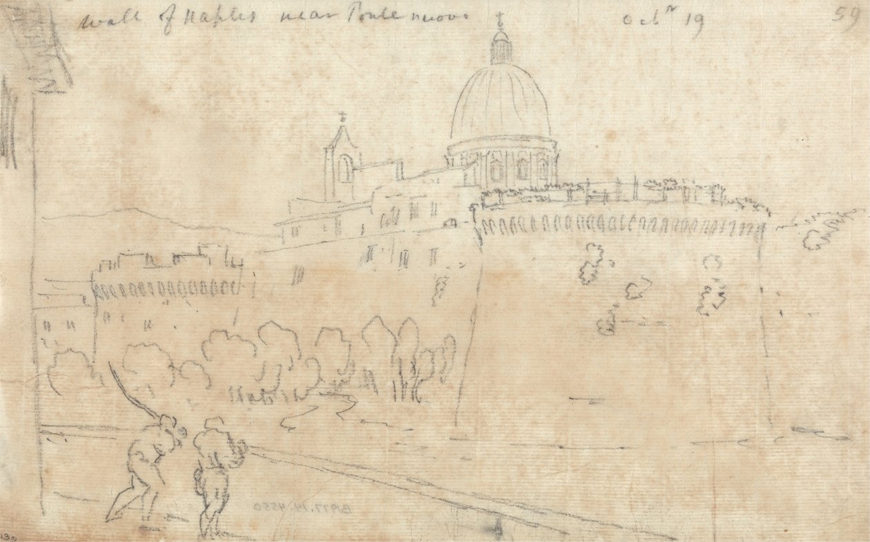 Neapels mur nära Ponte Nuovo av John Robert Cozens
