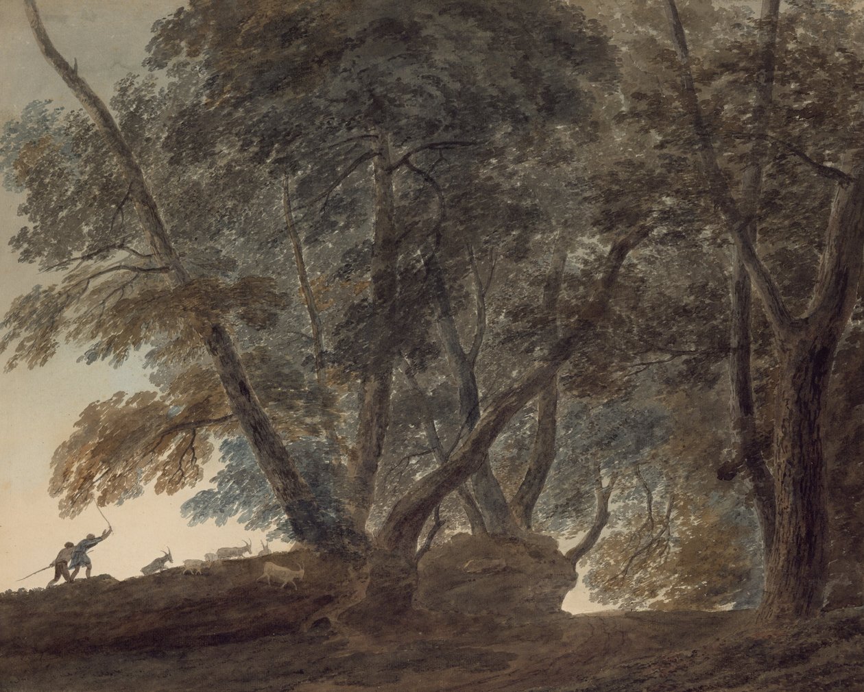 Getherden: Utsikt över Galleria di Sopra ovanför Albanosjön av John Robert Cozens