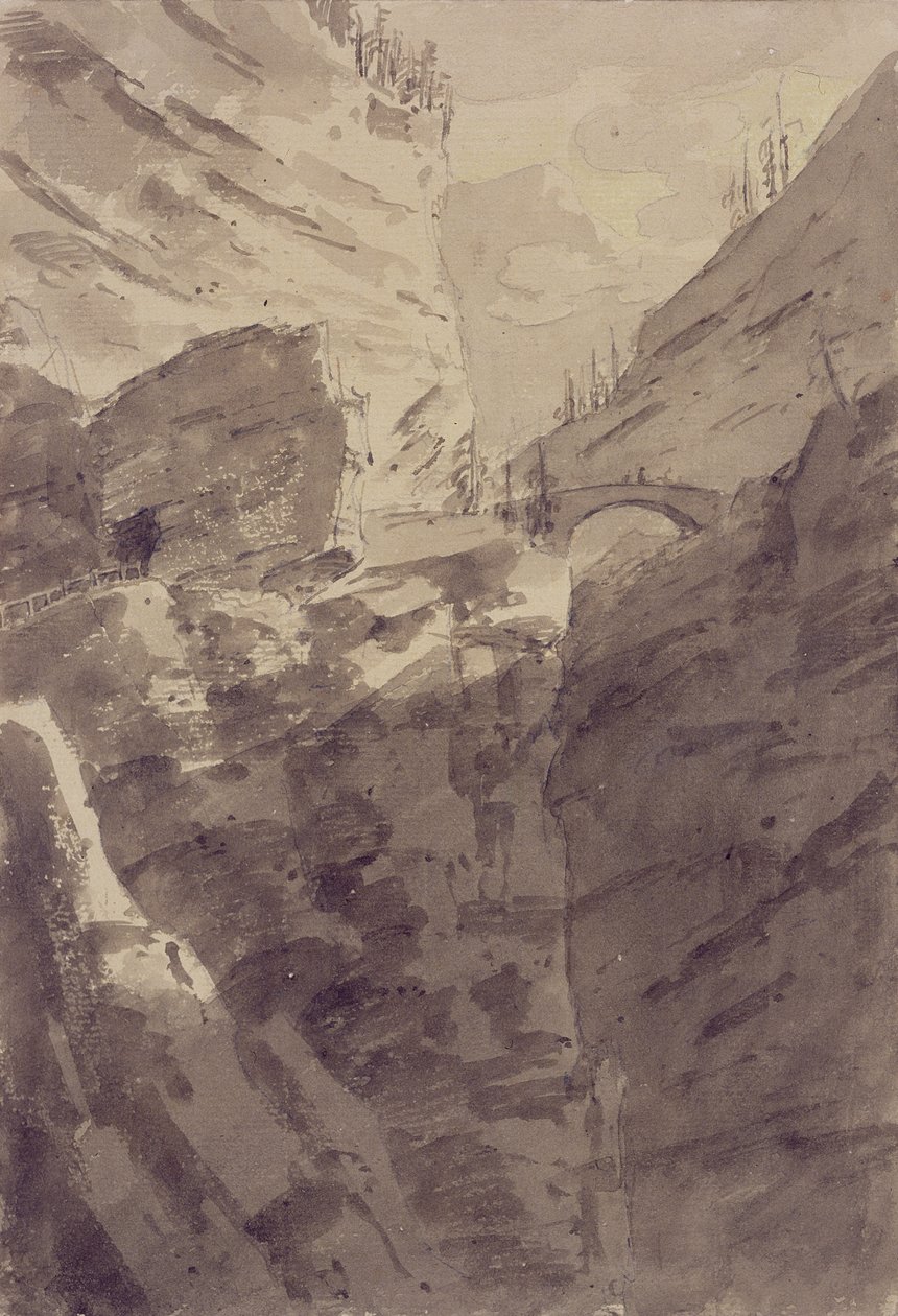 Via Mala i Grisons (penna och bläck och tvätta på papper) av John Robert Cozens