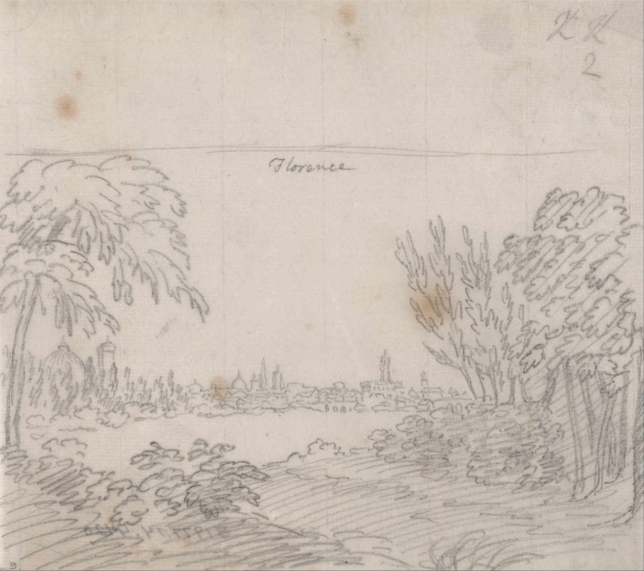 Utsikt över Florens från Arno-flodens södra strand av John Robert Cozens