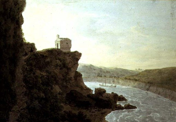 Utsikt över Tibern nära Ponte Molle, tre mil från Rom av John Robert Cozens