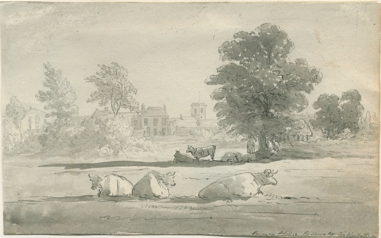 Aldridge - prästgård: ritning med penna och tvätt, nd [1800-talet] av John Robert Fernyhough