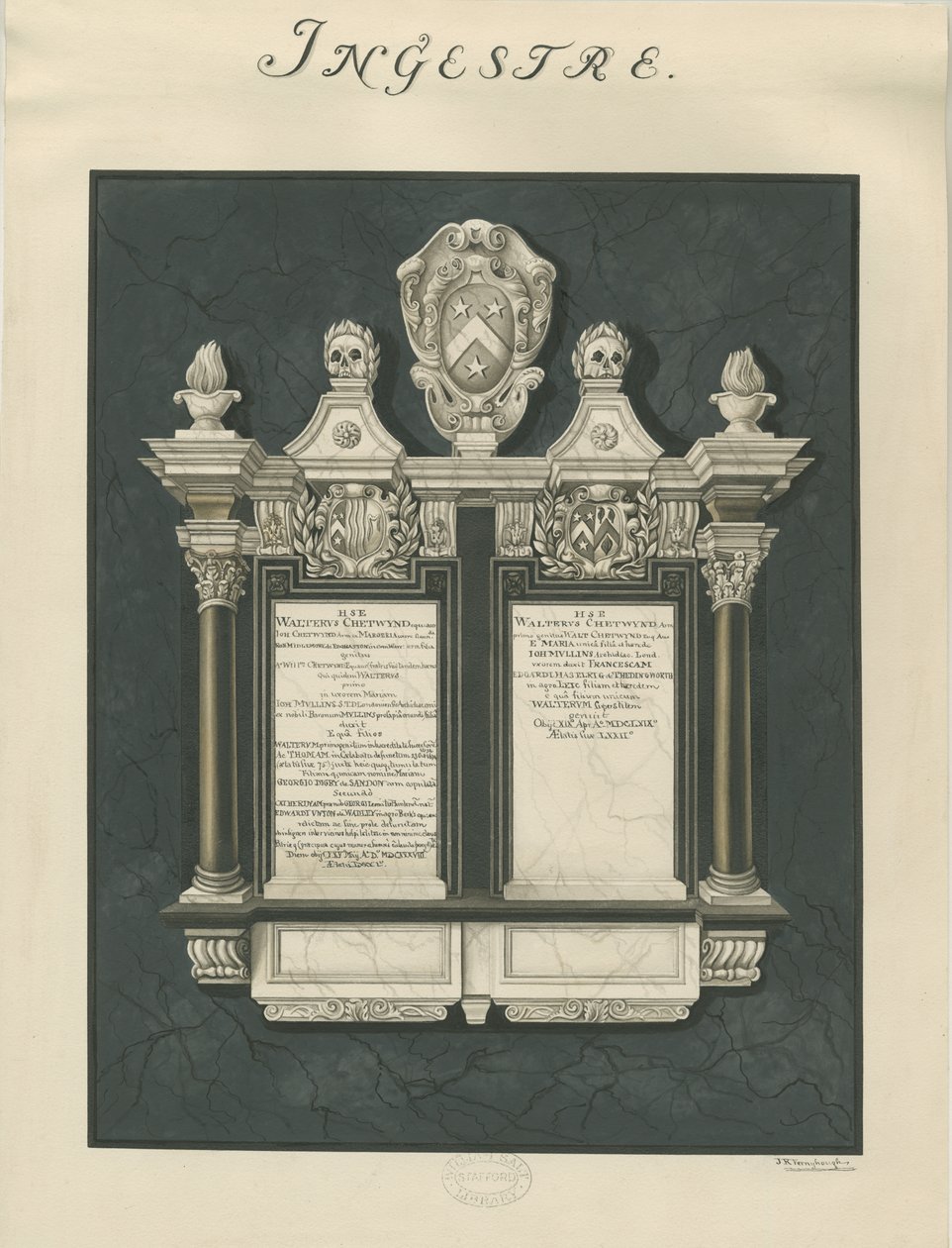 Ingestre Church - tavlor till Walter Chetwynd äldre och yngre: målning, nd [? 1800-talet] (målning) av John Robert Fernyhough