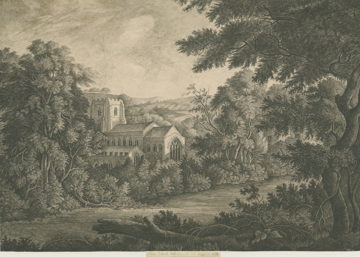 Lichfield - St. Tchads kyrka: ritning med penna och bläck av John Robert Fernyhough
