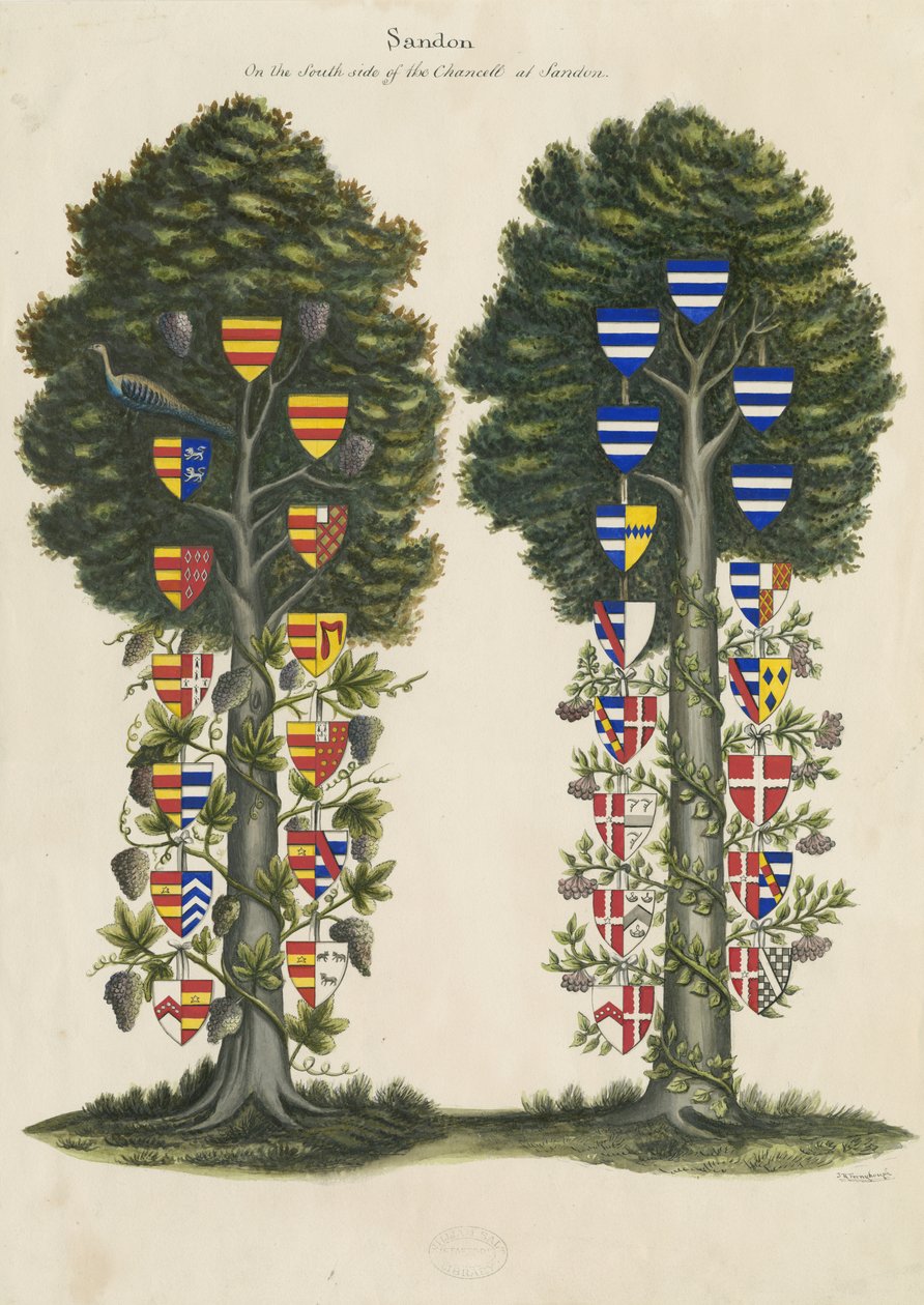 Sandon Church - Väggmålning: akvarellmålning och [1800-talet] (målning) av John Robert Fernyhough