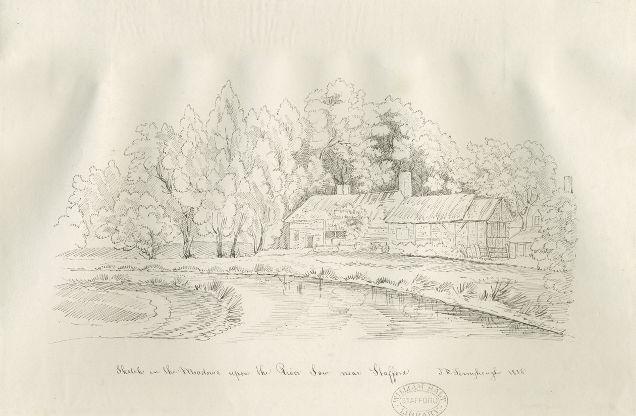 Stafford - River Sow: ritning med penna och bläck av John Robert Fernyhough