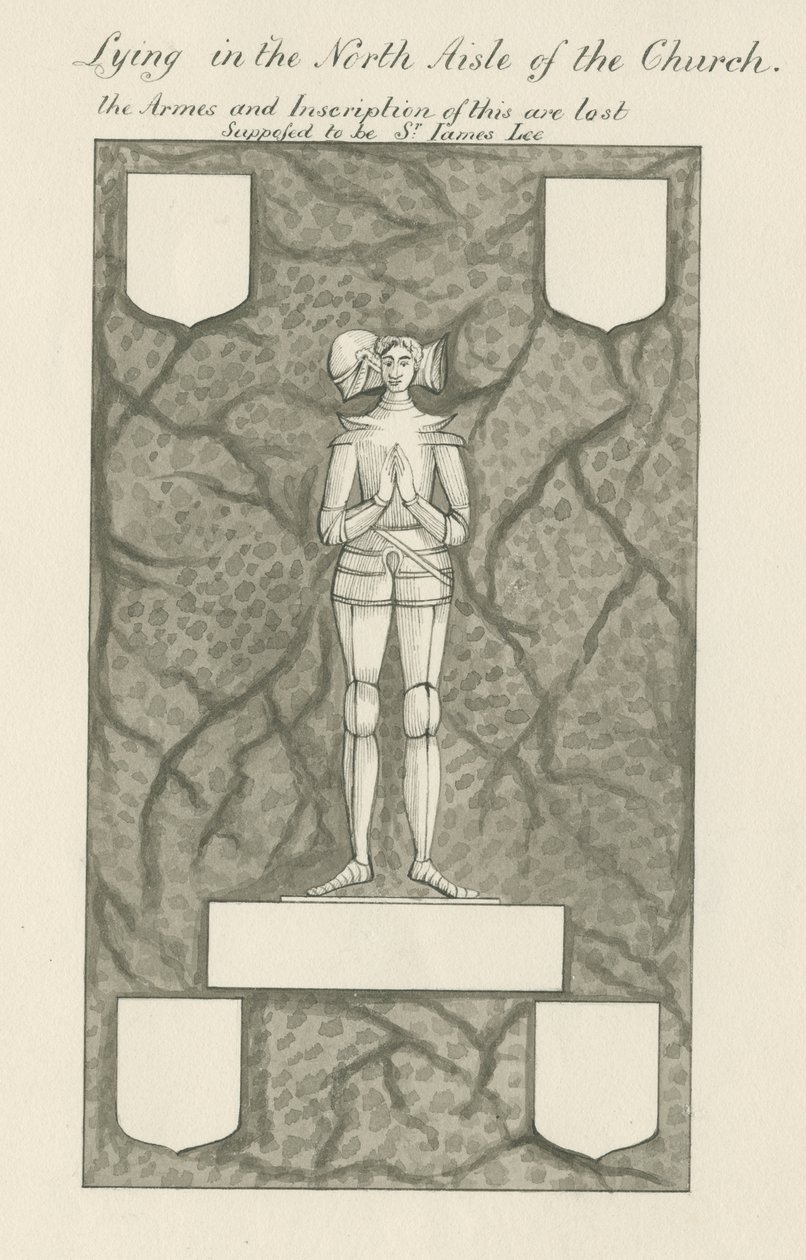 Sten - mässingsfigur [Sir James Lee]: ritning med penna och tvätt, nd [1800-talet] (teckning) av John Robert Fernyhough