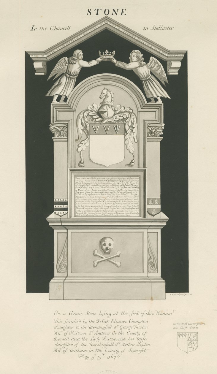 Sten - Tomb of Thomas Crompton: sepiateckning av John Robert Fernyhough