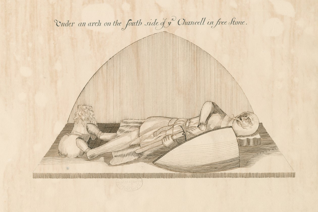 Swynnerton Church - Effigy: penn- och bläckteckning, nd [1800-talet] av John Robert Fernyhough