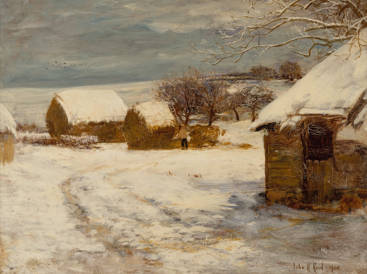 En bondgård på vintern av John Robertson Reid