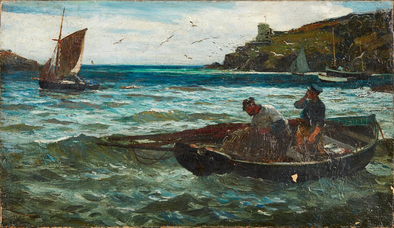 Fisherfolk (olja på duk) av John Robertson Reid