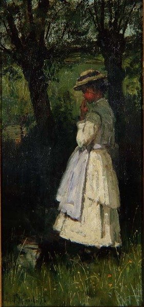 Flicka vid en flod av John Robertson Reid