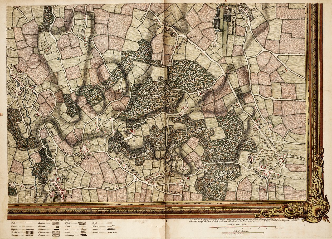 Karta över Mottingham, Bromley och Chislehurst av John Rocque