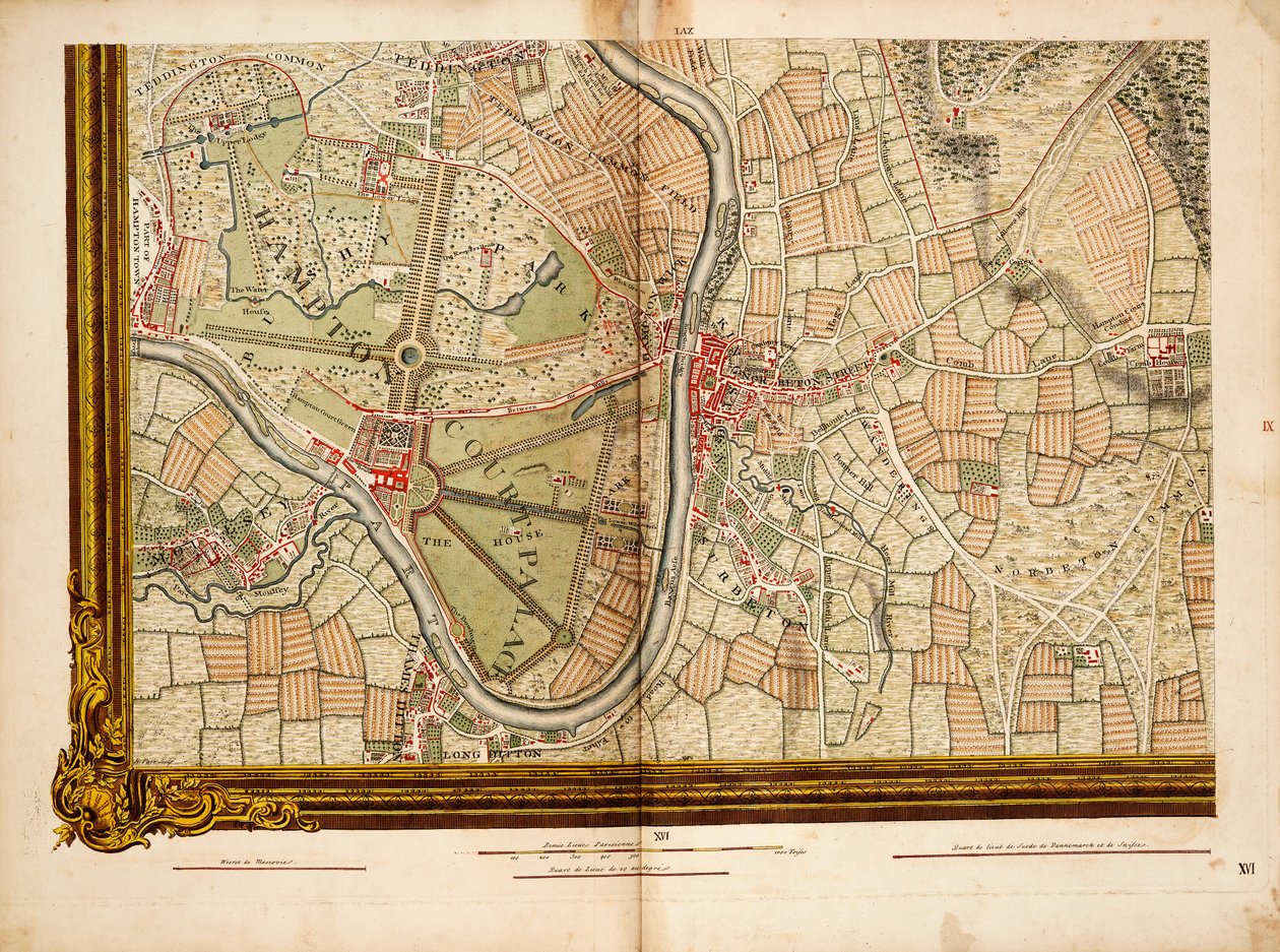 Blad 16 från: En exakt undersökning av städerna London och Westminster, stadsdelen Southwark, med landet nära tio miles runt ... av John Rocque