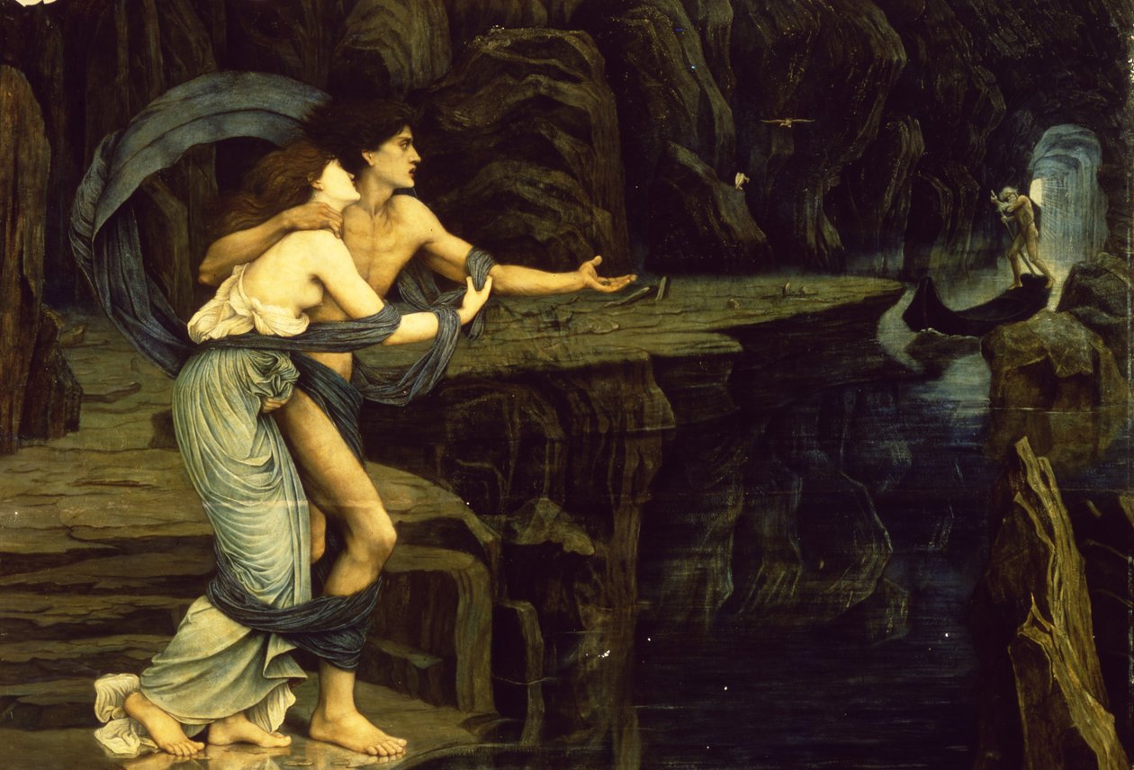 Orpheus och Eurydice på stranden av floden Styx, 1878 av John Roddam Spencer Stanhope