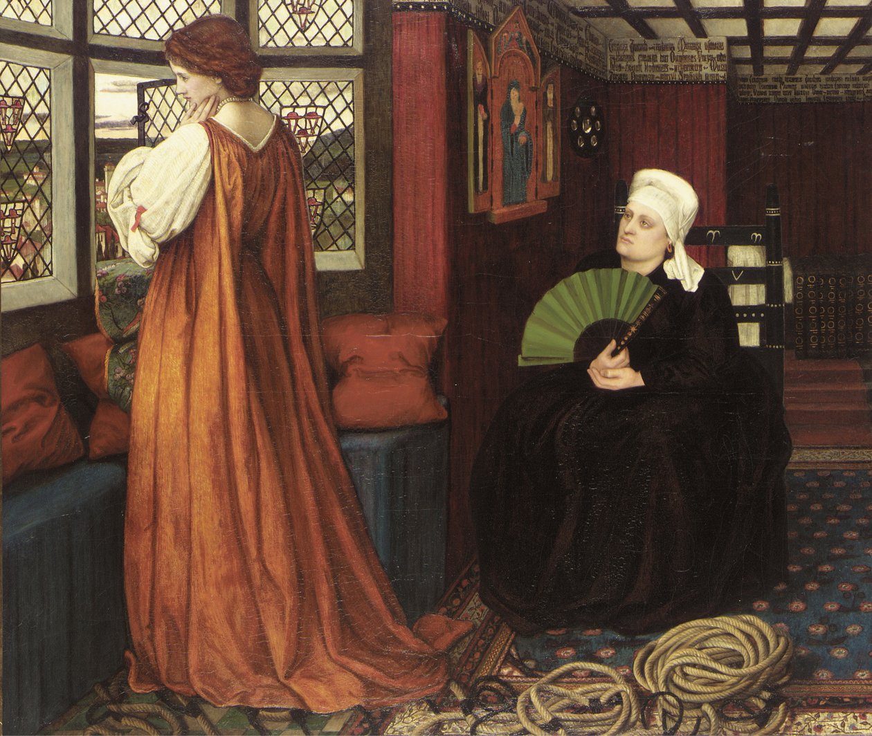 Förrafaelitiska målningar: Julia och hennes sjuksköterska (Juliette et sa nourrice) av Stanhope (Spencer-Stanhope), John Roddam (1829-1908). Olja på duk av John Roddam Spencer Stanhope