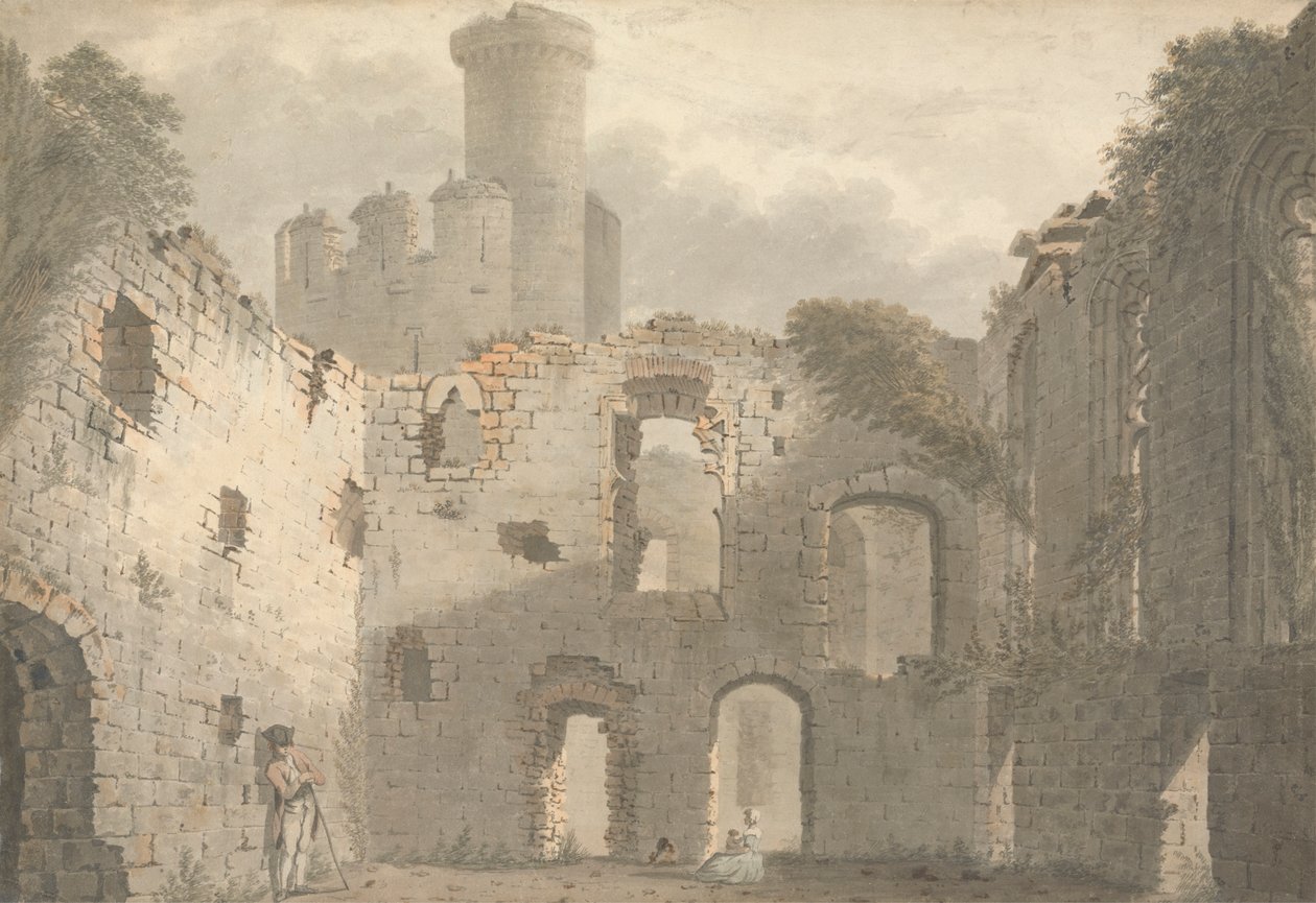 Conway Castle, en utsikt över interiören av John Roe of Warwick